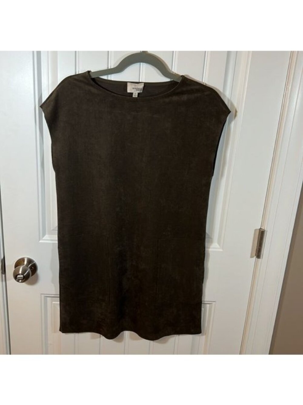 Artiza Wilfred Free Nori brown faux suede dress size XS sheath dress mini